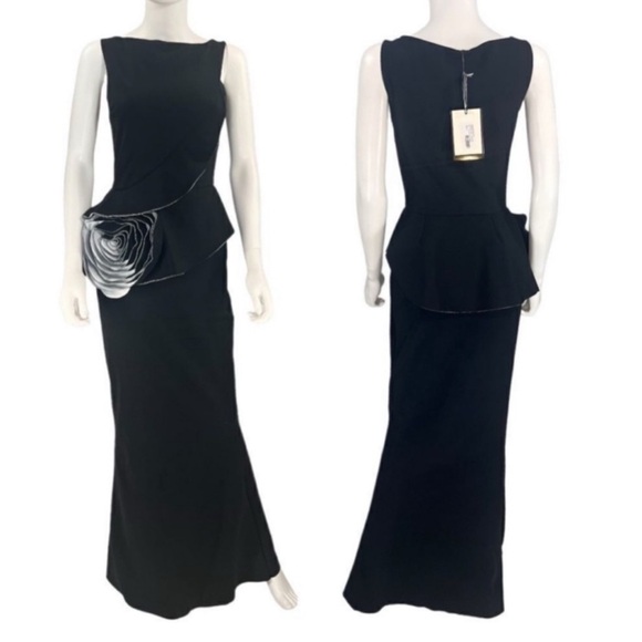 CHIARA BONI LA PETITE ROBE Morny 3D Flower Ruffle Sleeveless Gown Maxi Dress NEW - Picture 5 of 11